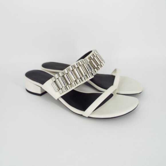 3.1 Phillip Lim White Leather Drum Watch Strap Sandals Size 39 - Picture 1 of 14